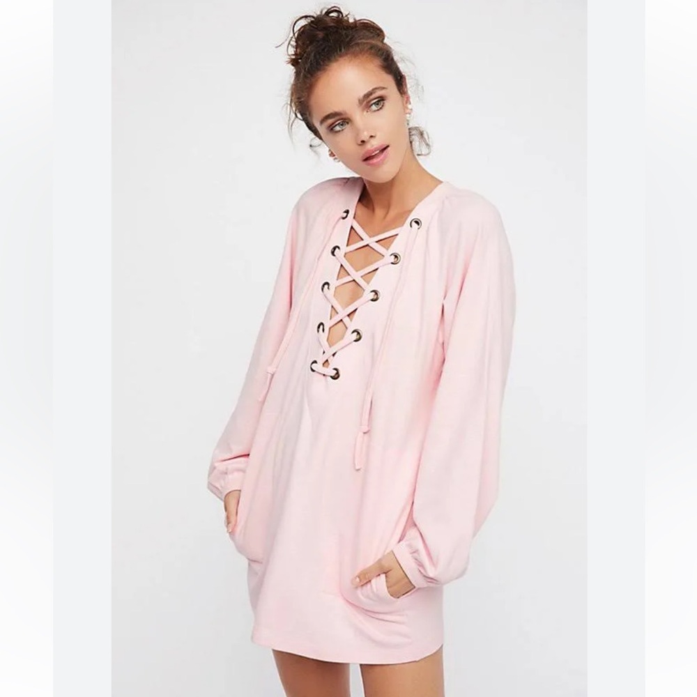 Free People‎ Pink Wellington Tunic Pullover Dress Size XS Baby Pink